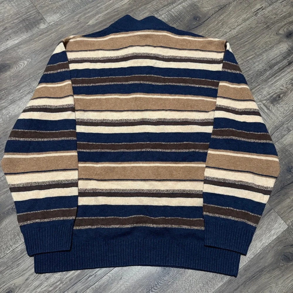 Jos. A. Bank Quarter Zip Sweater Mens XXL Dad Sweater NEW Lambswool Striped‎
